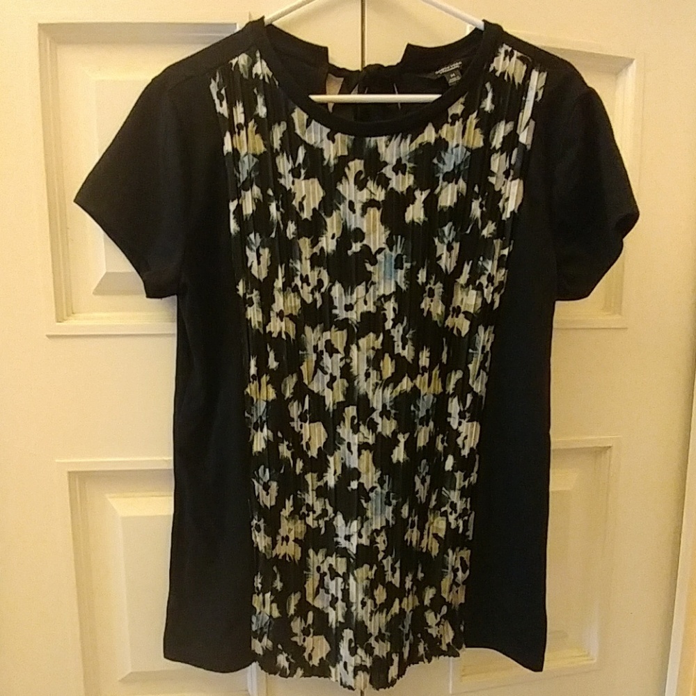 ❤SIMPLY VERA VERA WANG BLOUSE BLACK/FLORAL SIZE M
